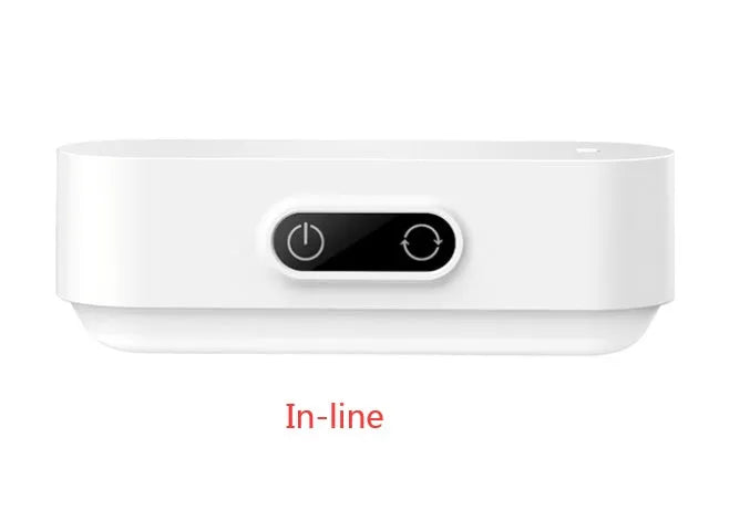 White magnetic USB rechargeable LED night light with touch controls mounted on a metal surface.