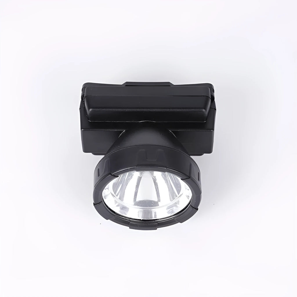 Black outdoor LED rechargeable waterproof headlamp with ABS body and 3W light beam