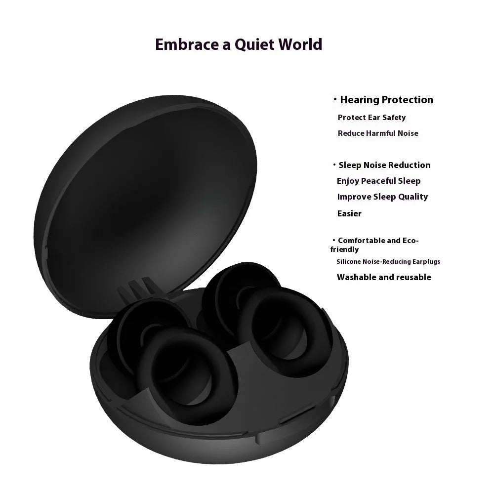 A pair of reusable silicone soundproof earplugs in various colours on OPP packaging.