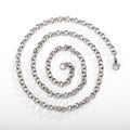 Silver stainless steel men's punk ring buckle necklace with O-ring chain and copper zircon pendant on display