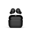 True wireless Bluetooth earbuds in Black with earplug-style fit and charging case