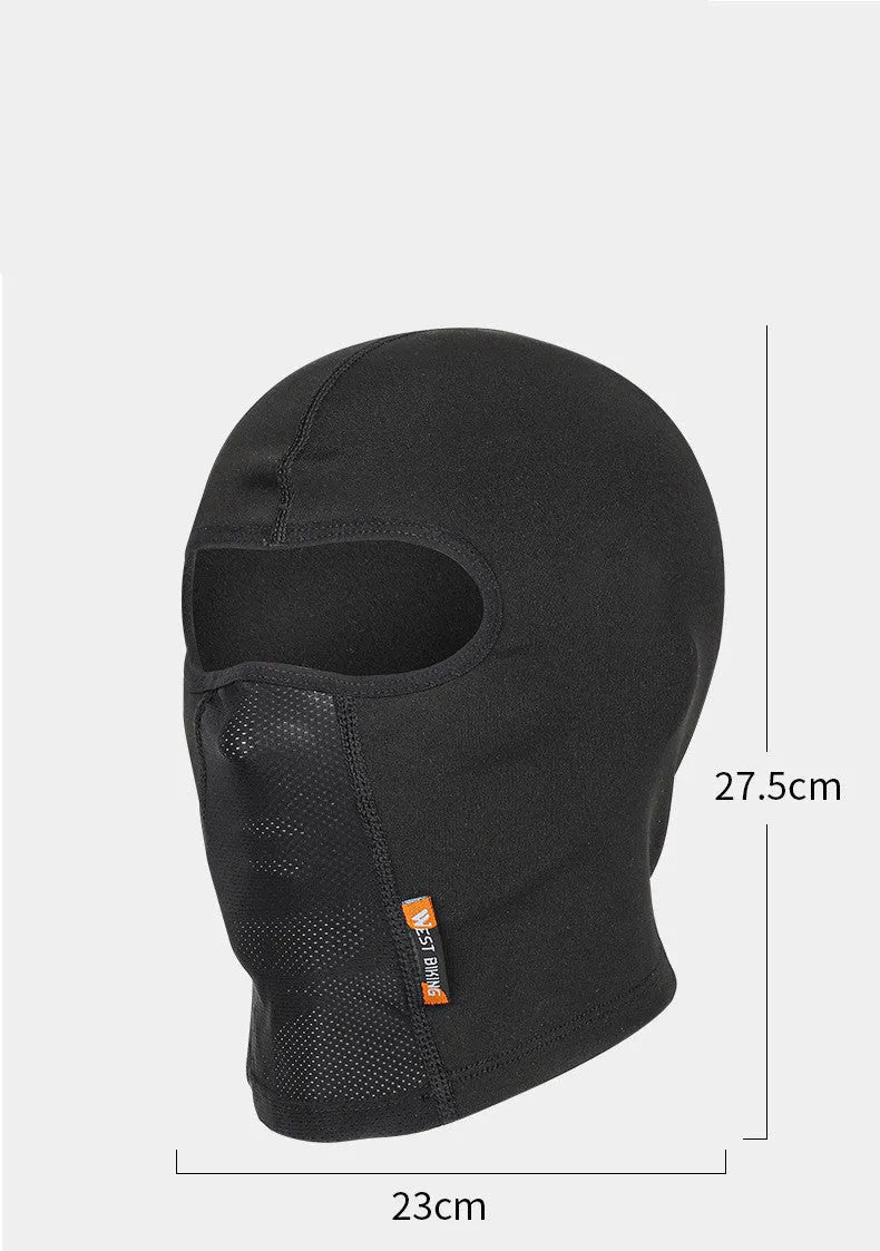 Unisex stretch fleece hood with glasses hole in basic black for skiing or cycling use