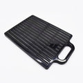 Double large folding hairdressing rearview mirror in black with HD double-sided reflective surface and plastic frame.