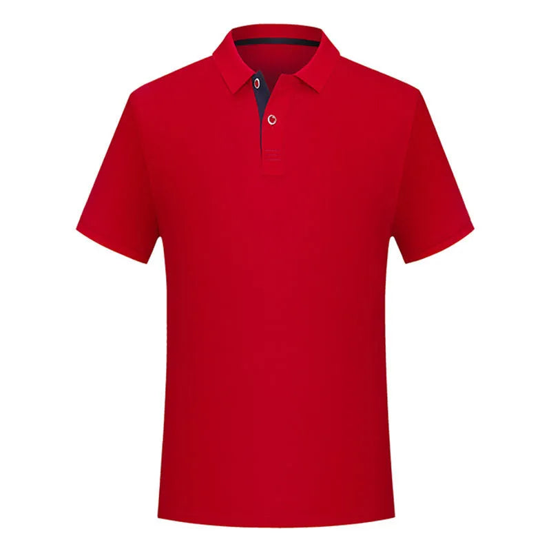 Solid colour cotton polo collar casual t-shirt with short sleeves, available in ten colours and sizes S to 4XL