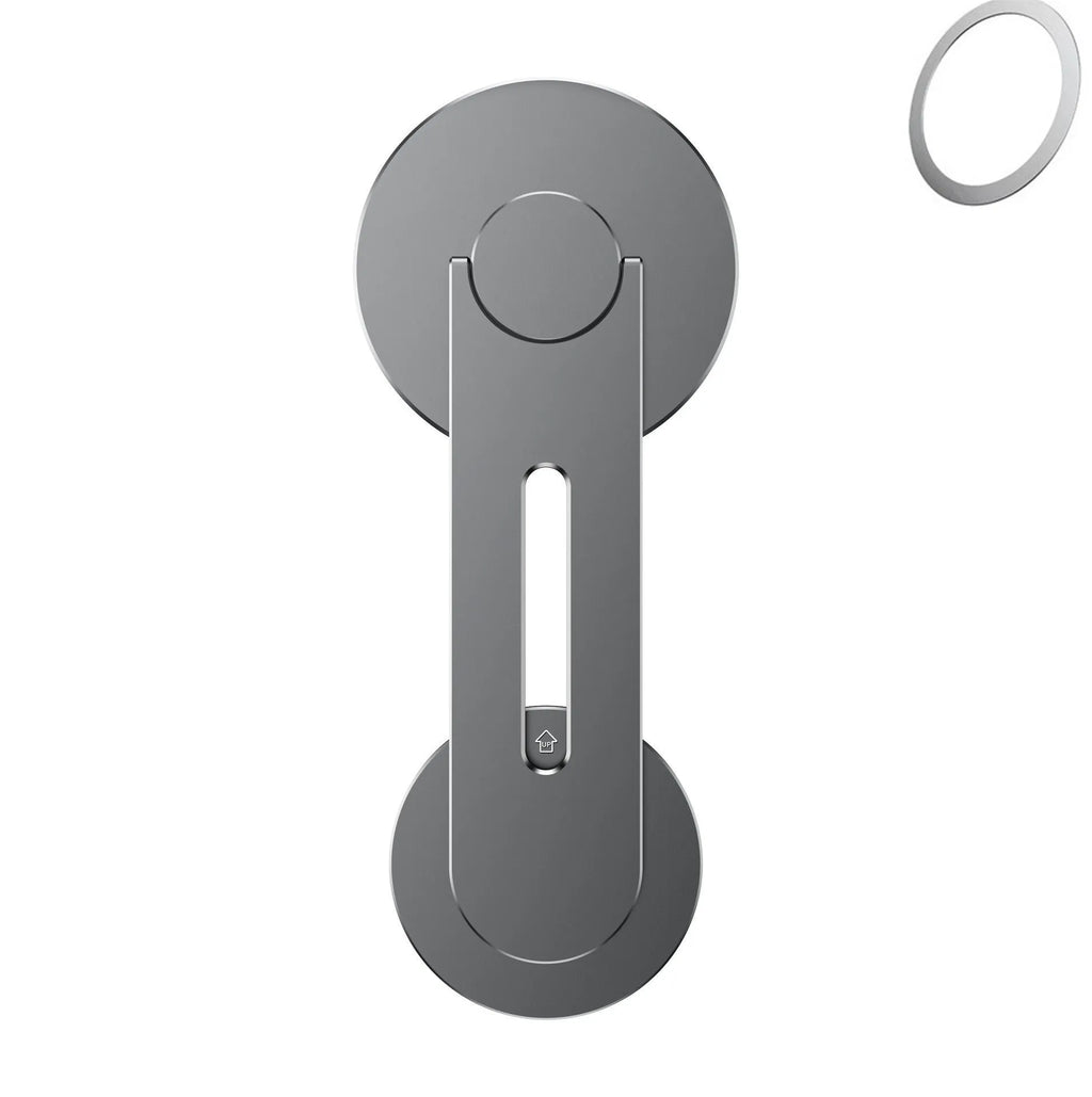 Silver aluminium alloy magnetic phone holder with flip mount for Tesla dashboard