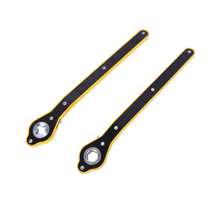 Car jack hand crank wrench in high carbon steel with galvanised metric single head and labor-saving rocker design
