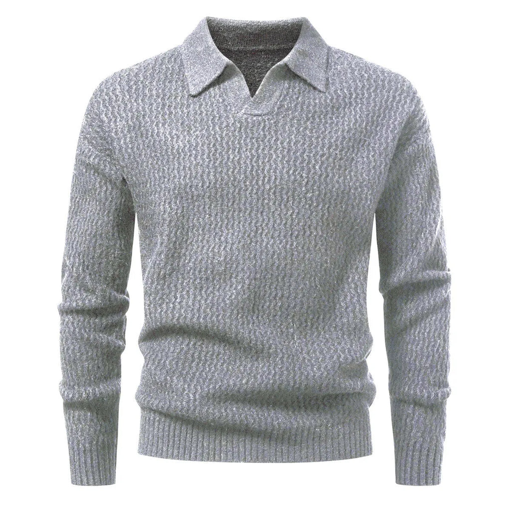 Men's solid colour cable knit turtleneck sweater, thickened polyester pullover, loose fit, available in black and light gray