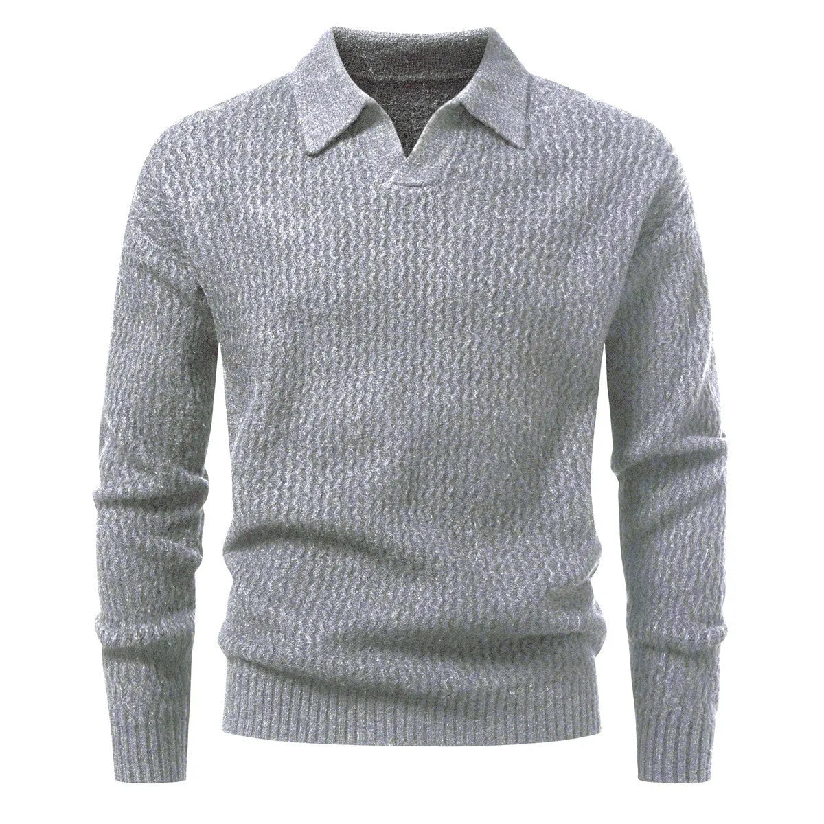Men's solid colour cable knit turtleneck sweater, thickened polyester pullover, loose fit, available in black and light gray