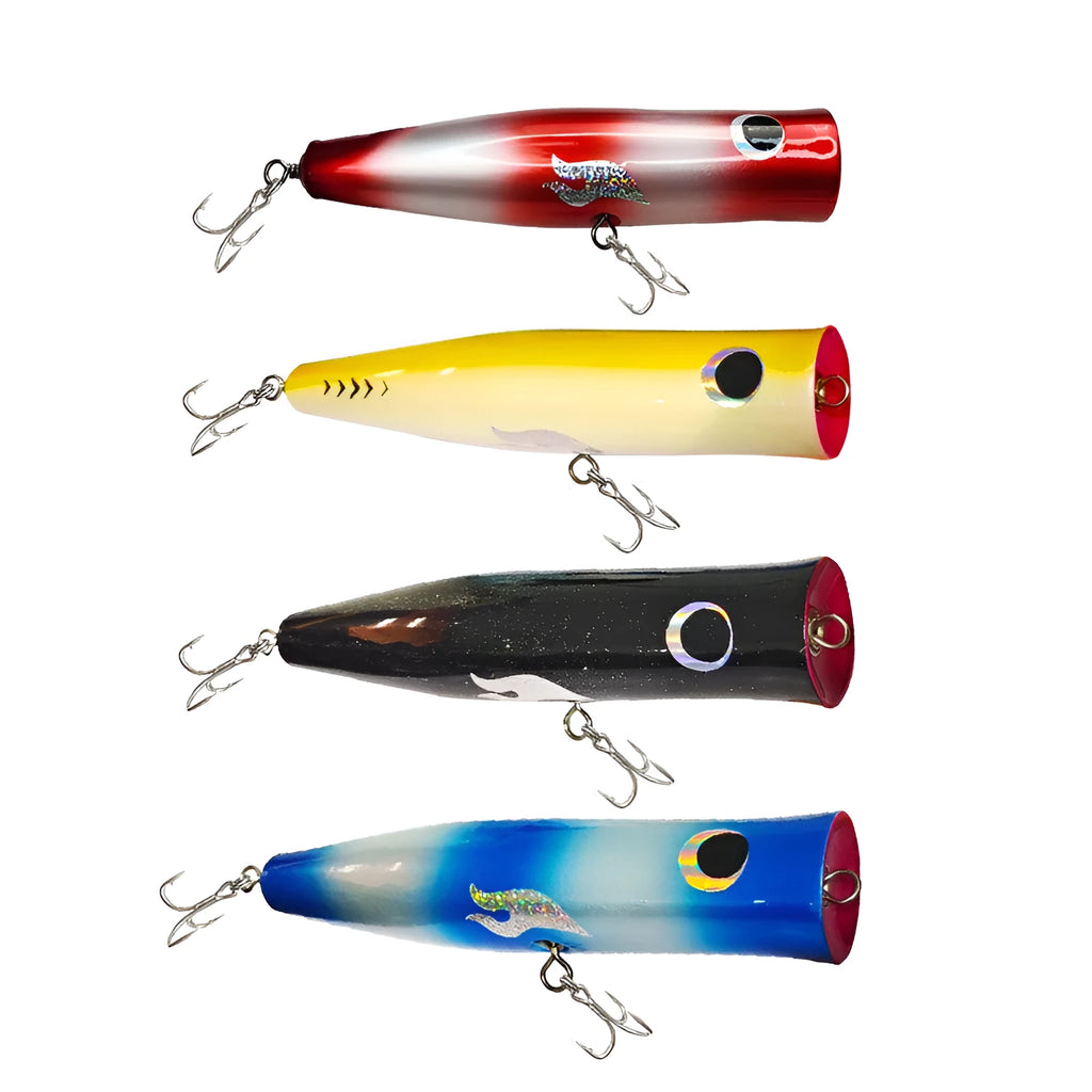 Wooden sea fishing bait with bionic lure design, 20.5cm, black, blue, red, yellow colours