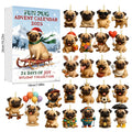 Acrylic Christmas tree ornament blind box with Pug Style 2 cartoon design for advent calendar