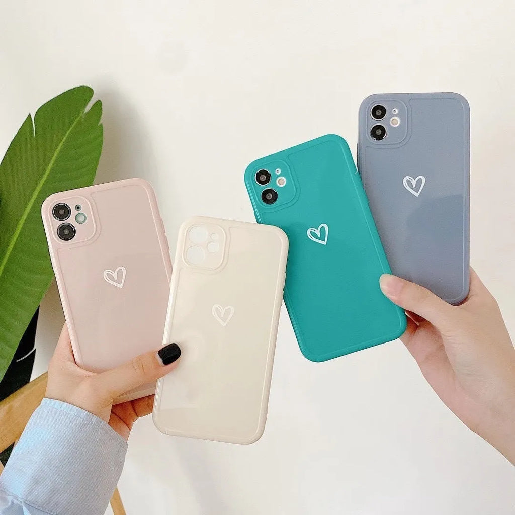 Couples Love solid colour TPU phone case for iPhone 14, 13, 12, 11, XS Max in Grey