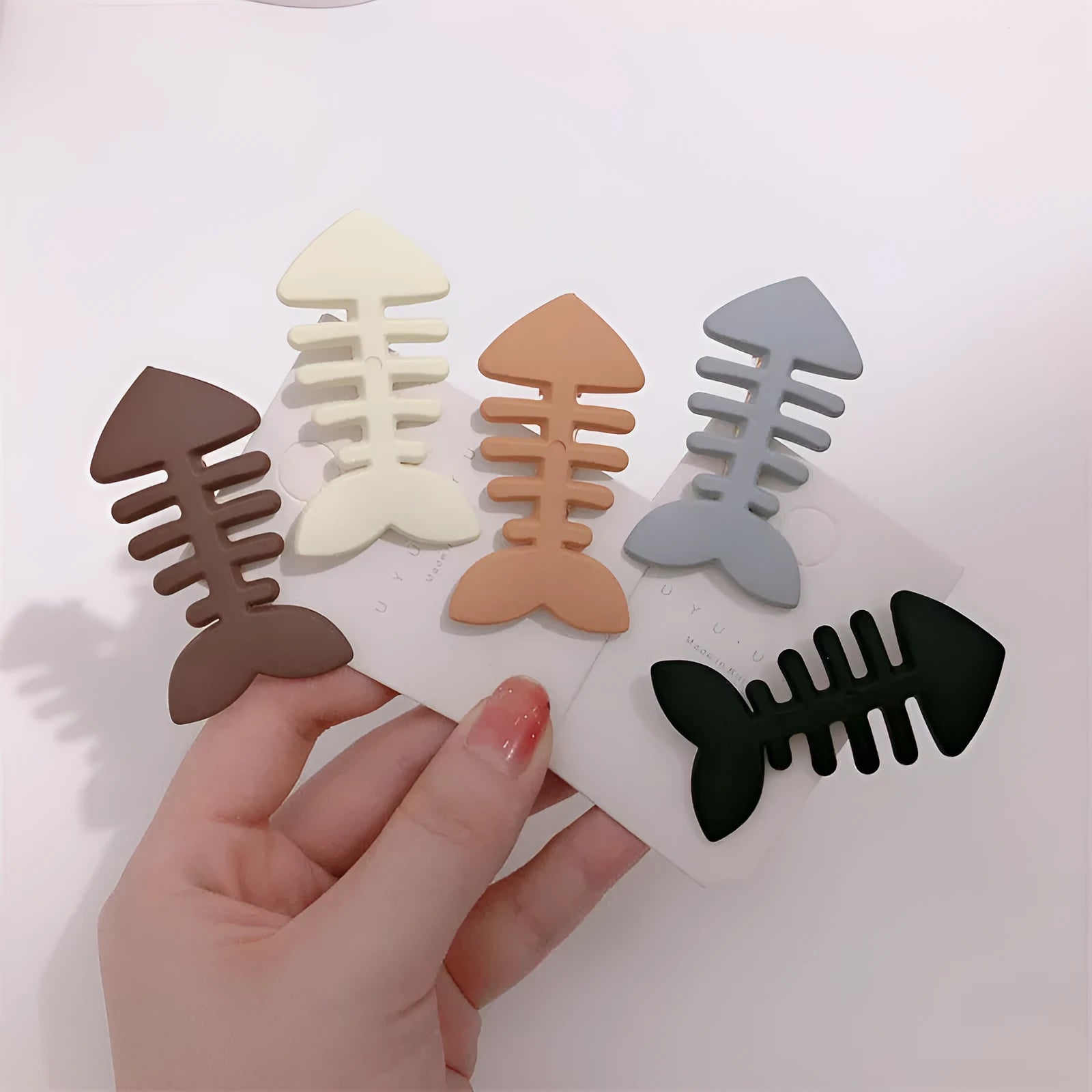 Fishbone pattern barrette hair clip in neutral colour options for side bangs styling