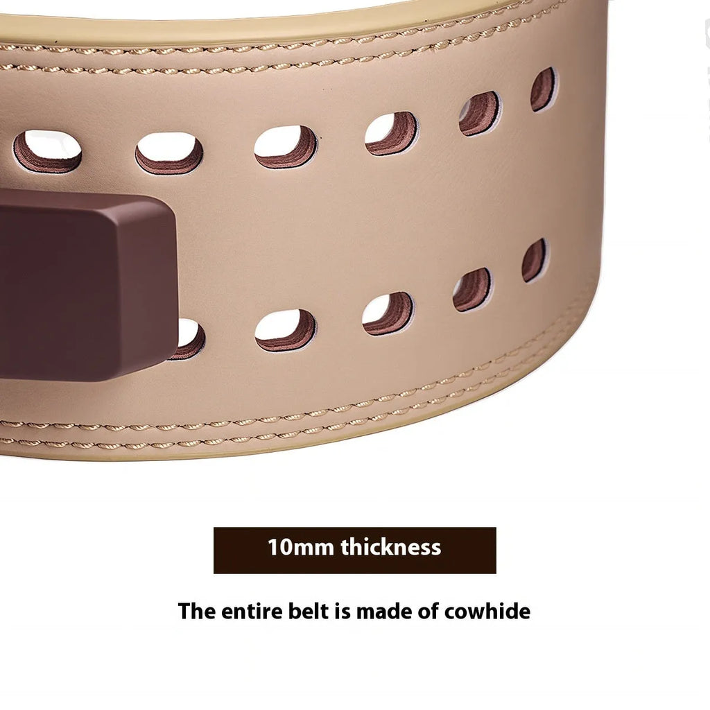 Cartoon full cowhide leather fitness belt in brown colour showing waist support design for bodybuilding