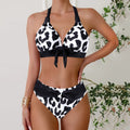 Triangle bikini set in blue, polyester fabric with cotton lining, for women's swimming and wading