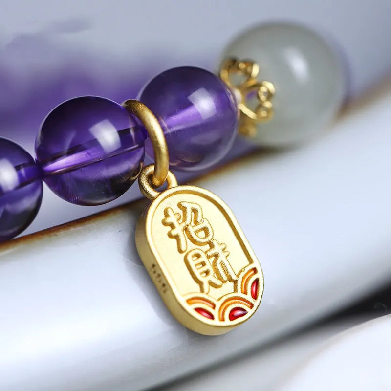 Amethyst colour geometric crystal bead bracelet ornament for women with 8mm beads