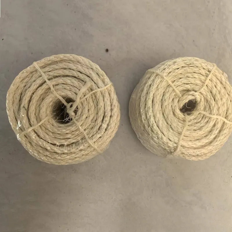 Natural sisal hemp rope for cat scratching poles in Bleach White colour, 30 m length