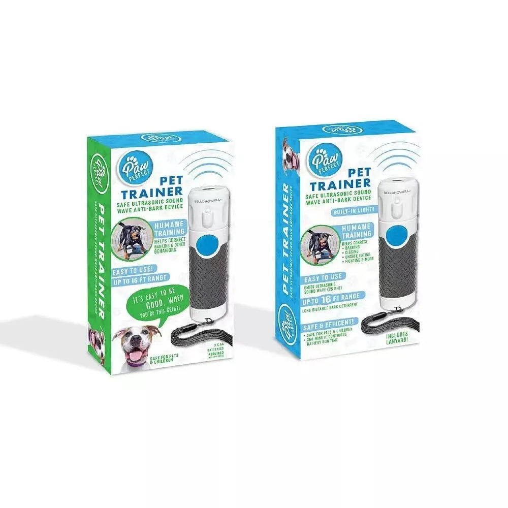 White handheld ultrasonic dog trainer device with LED indicator for bark control