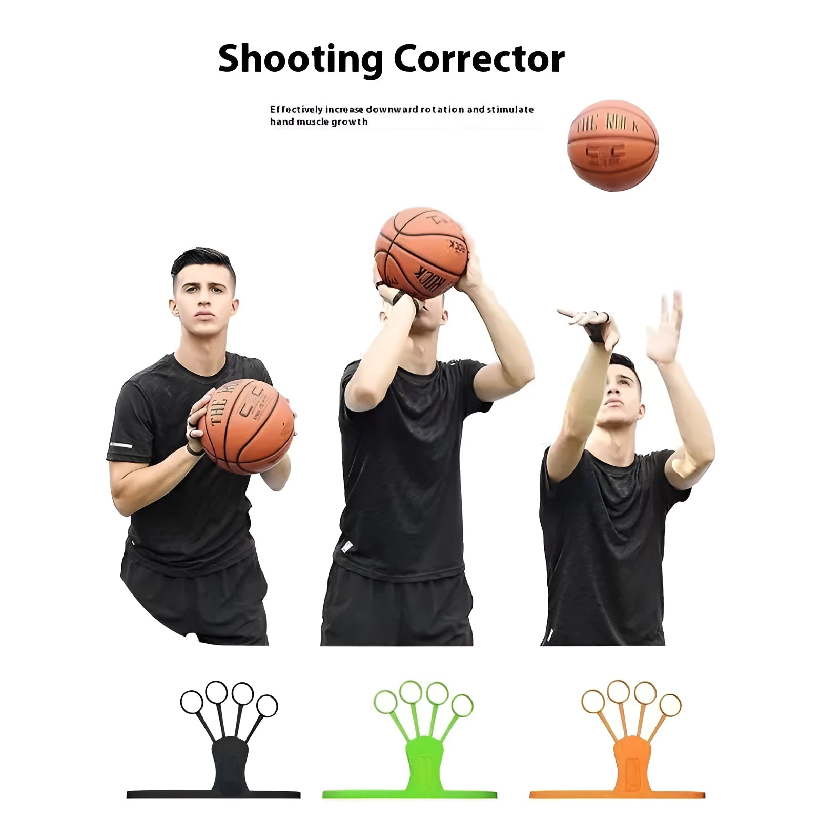 Basketball shooting training aid with five finger design for shooting practice and finger strengthening exercises