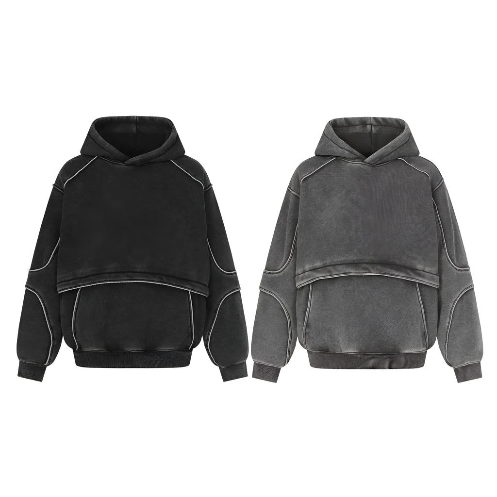 Loose fleece-lined cotton pullover sweatshirt in Dark Gray for men and women, front view