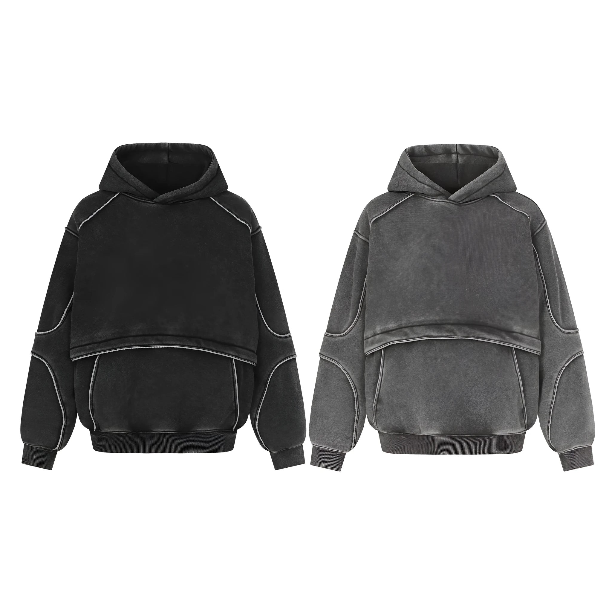 Loose fleece-lined cotton pullover sweatshirt in Dark Gray for men and women, front view