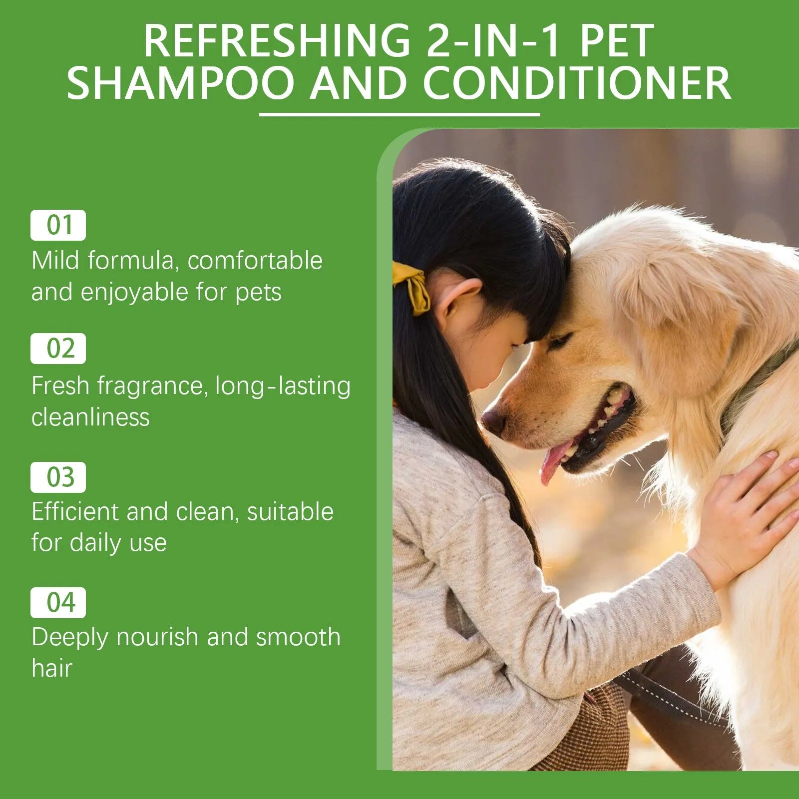 100ml bottle of 2-in-1 pet shampoo and shower gel with coconut extract, measuring 3.8cm wide.