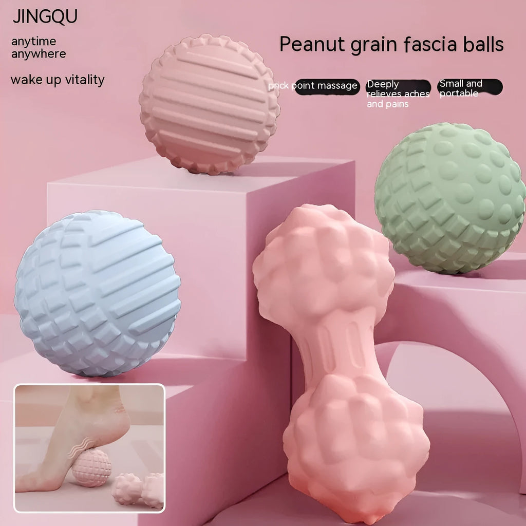6cm diameter TPR foot massage ball in pink, blue, green, and purple colours with peanut ball and suit style options