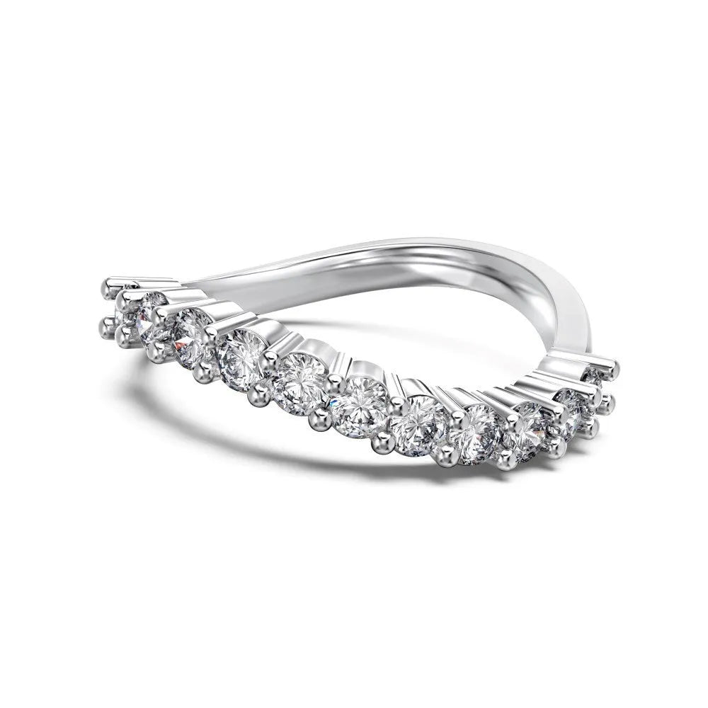 S925 sterling silver geometric ring with platinum electroplated finish, women's light luxury Japanese Korean style, shown in platinum colour