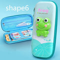 Square EVA pencil case with 3D decompression feature in a cartoon dinosaur design