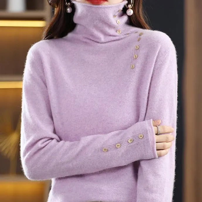 Slim fit knitted bottoming shirt in core-spun yarn, shown in a choice of colours including watermelon red and sky blue.