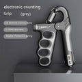 Adjustable electronic counter spring grip for hand strengthening in grey, orange, and red colour options.