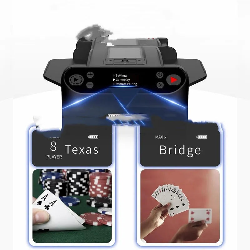 Quick Claw T1 Lite automatic card dealer in black plastic for 3 decks of big cards and 12 players