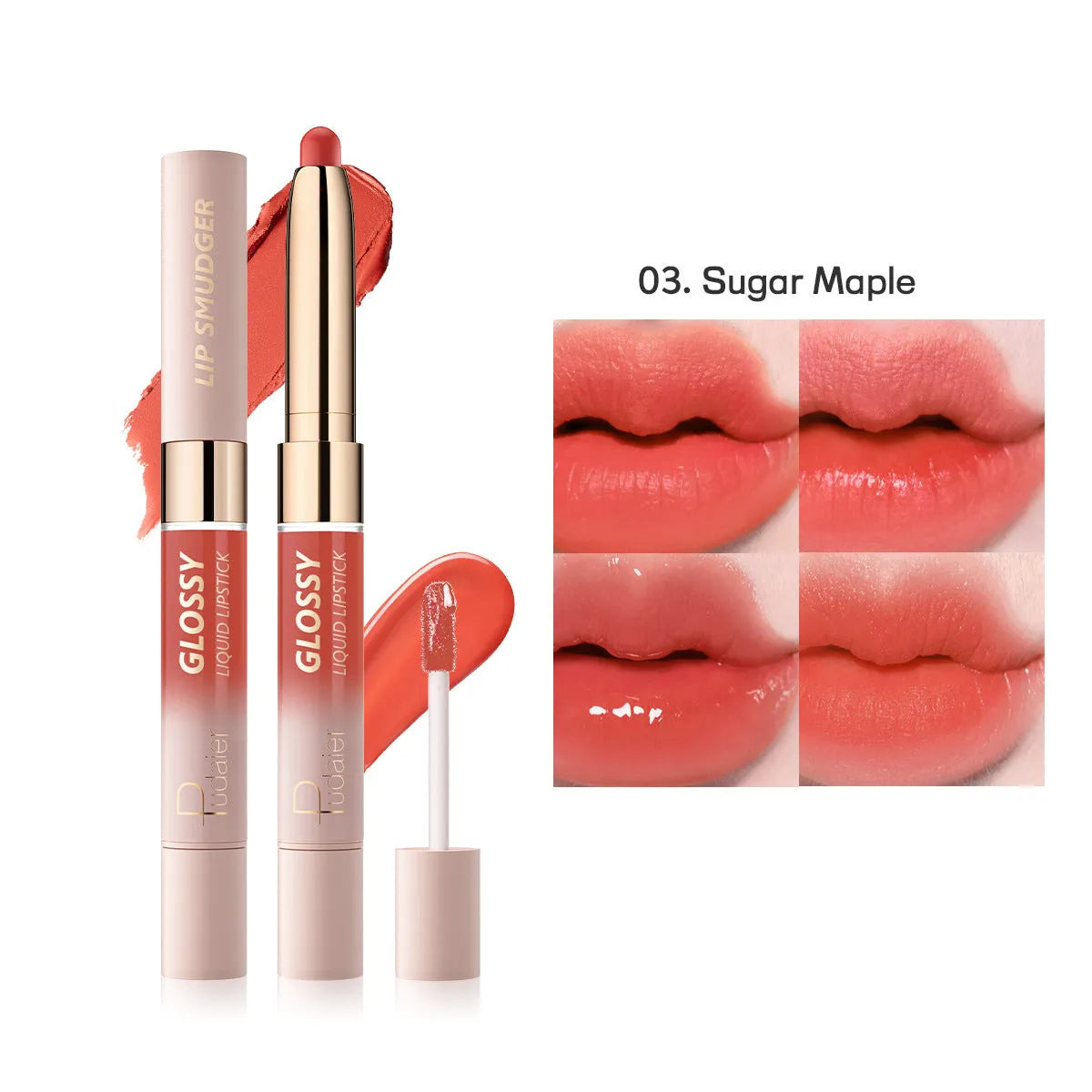 Double-headed matte lipstick with 10 colour options showing dual-ended design