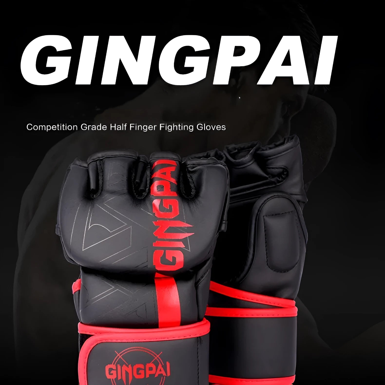 Sanda training gloves in black with breathable PU construction for combat sandbag practice