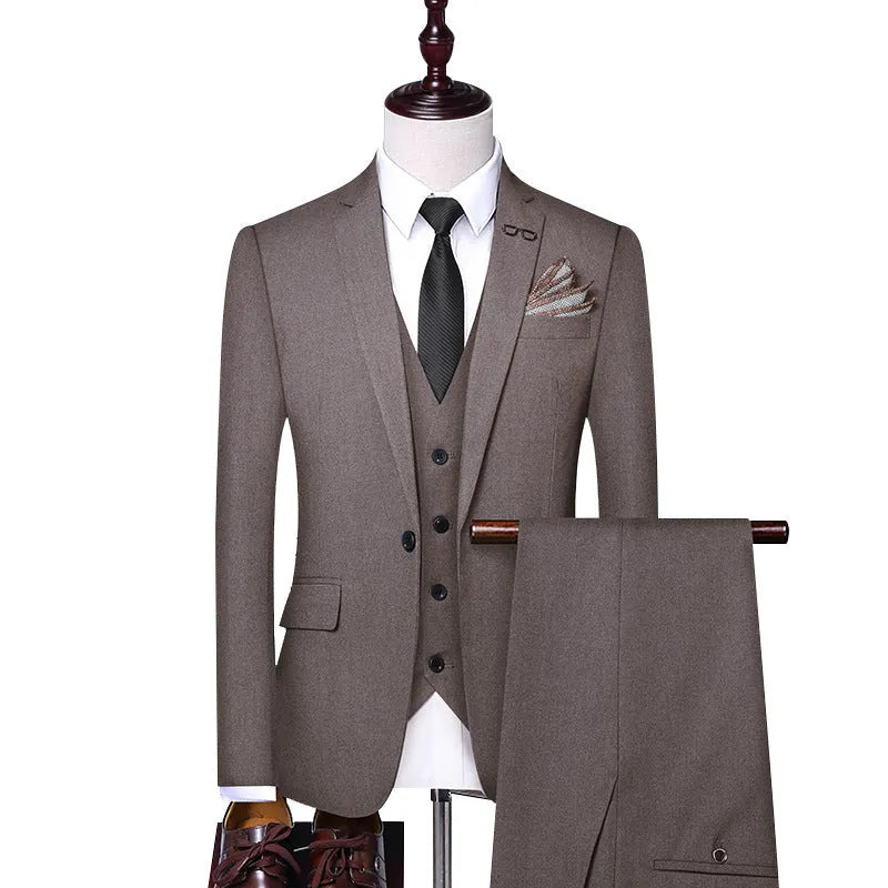 Men's three-piece suit set in grey, brown or black, acetate fibre blend, regular fit, sizes M to 4XL