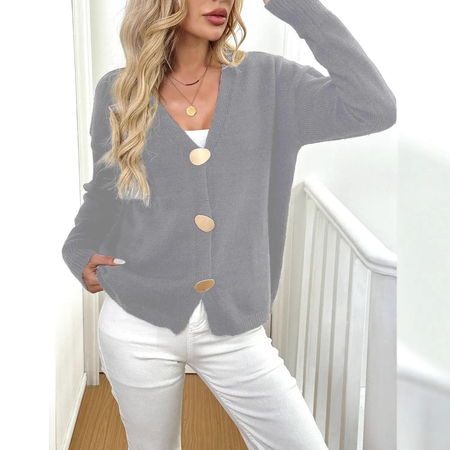 Deer plush women's sweater coat in street hipster style with princess sleeves