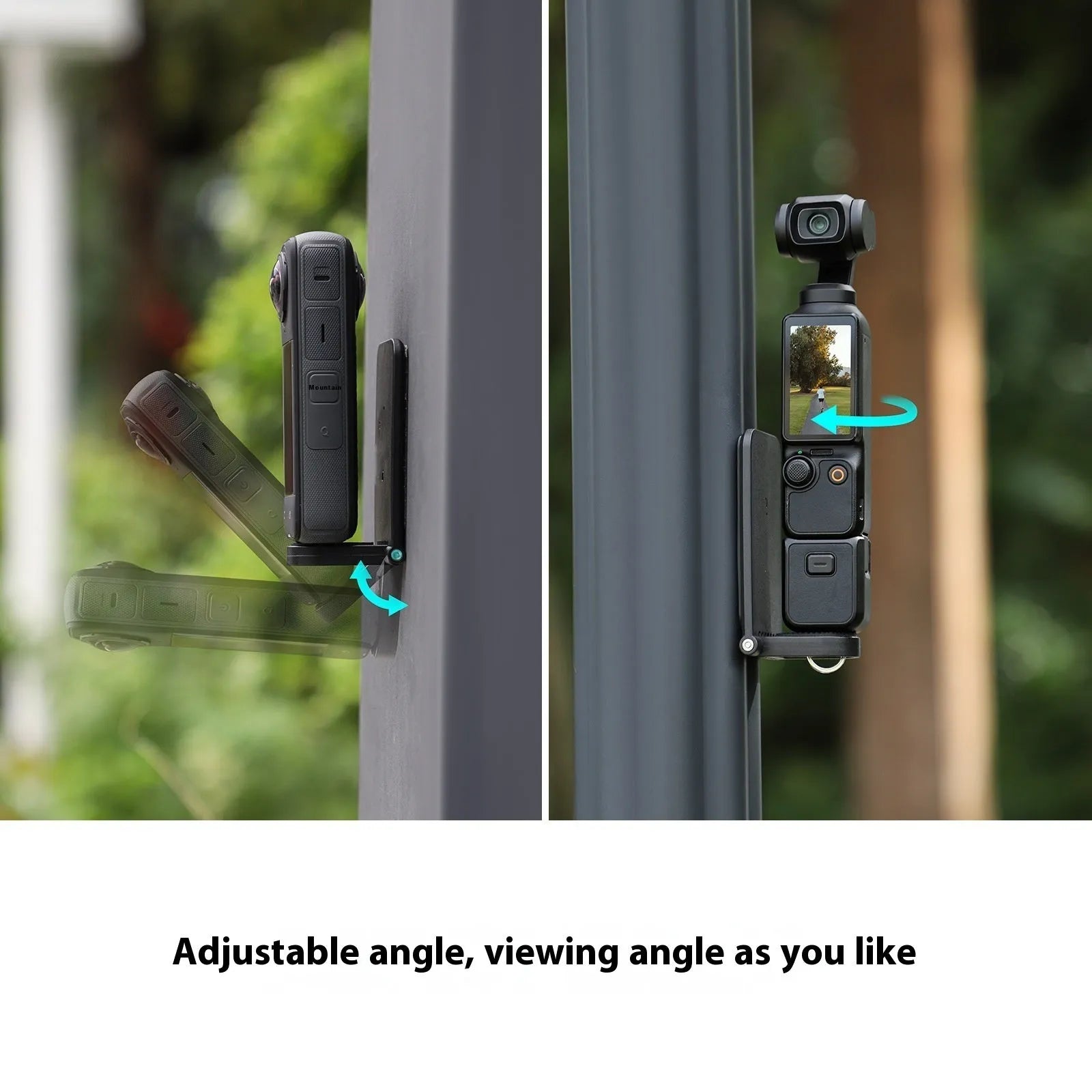 Black magnetic bracket base accessory for Insta360 X4 camera with adjustable angle handle