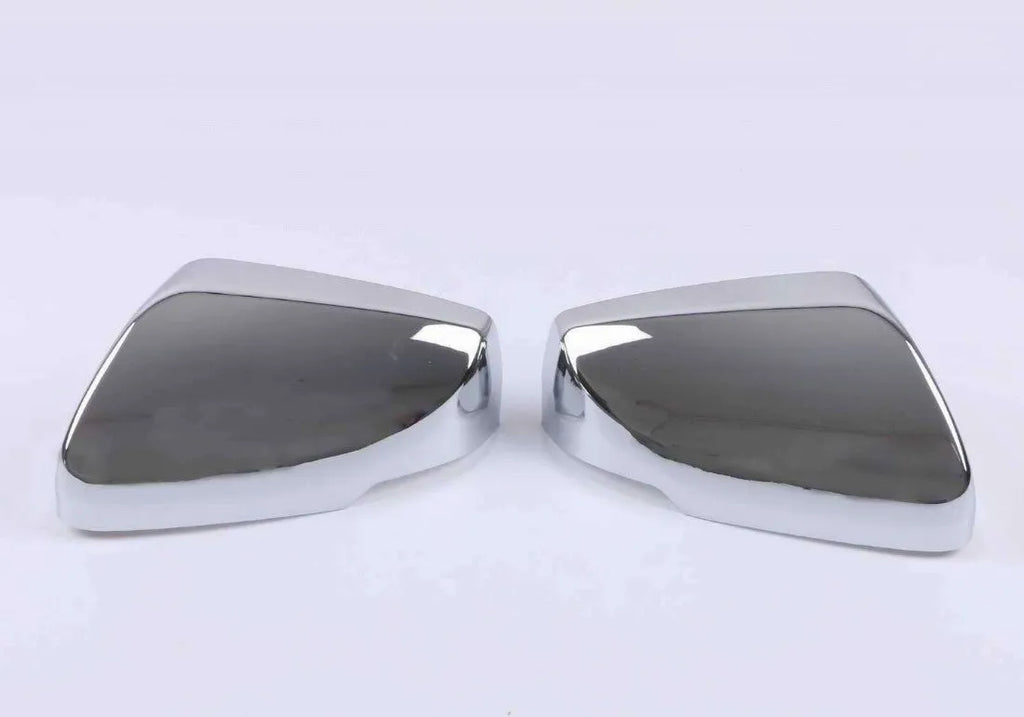 Pair of black ABS rearview mirror covers with carbon fibre pattern for Cadillac CT5 CT6.