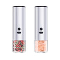 USB rechargeable electric salt and pepper grinder with clear glass jar and stainless steel top