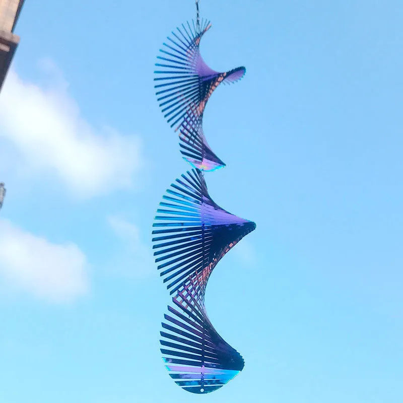 Rotating wind runner garden pendant in Silver or Colourful metal, 12.8 x 60cm Christmas outdoor decoration