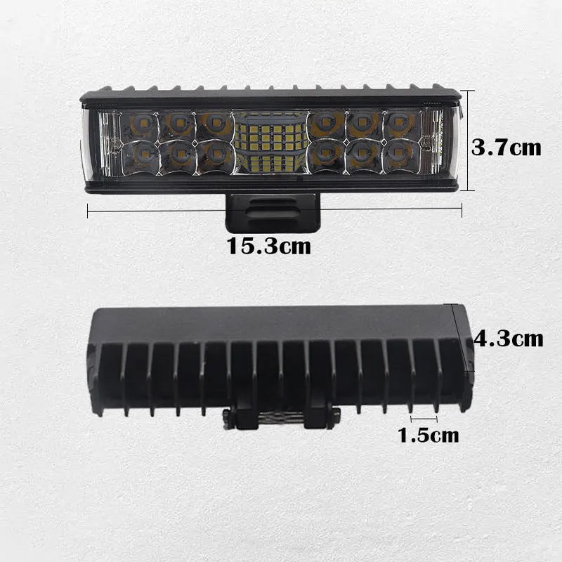 Black aluminium 7-inch 60W LED strip work light with straight line configuration