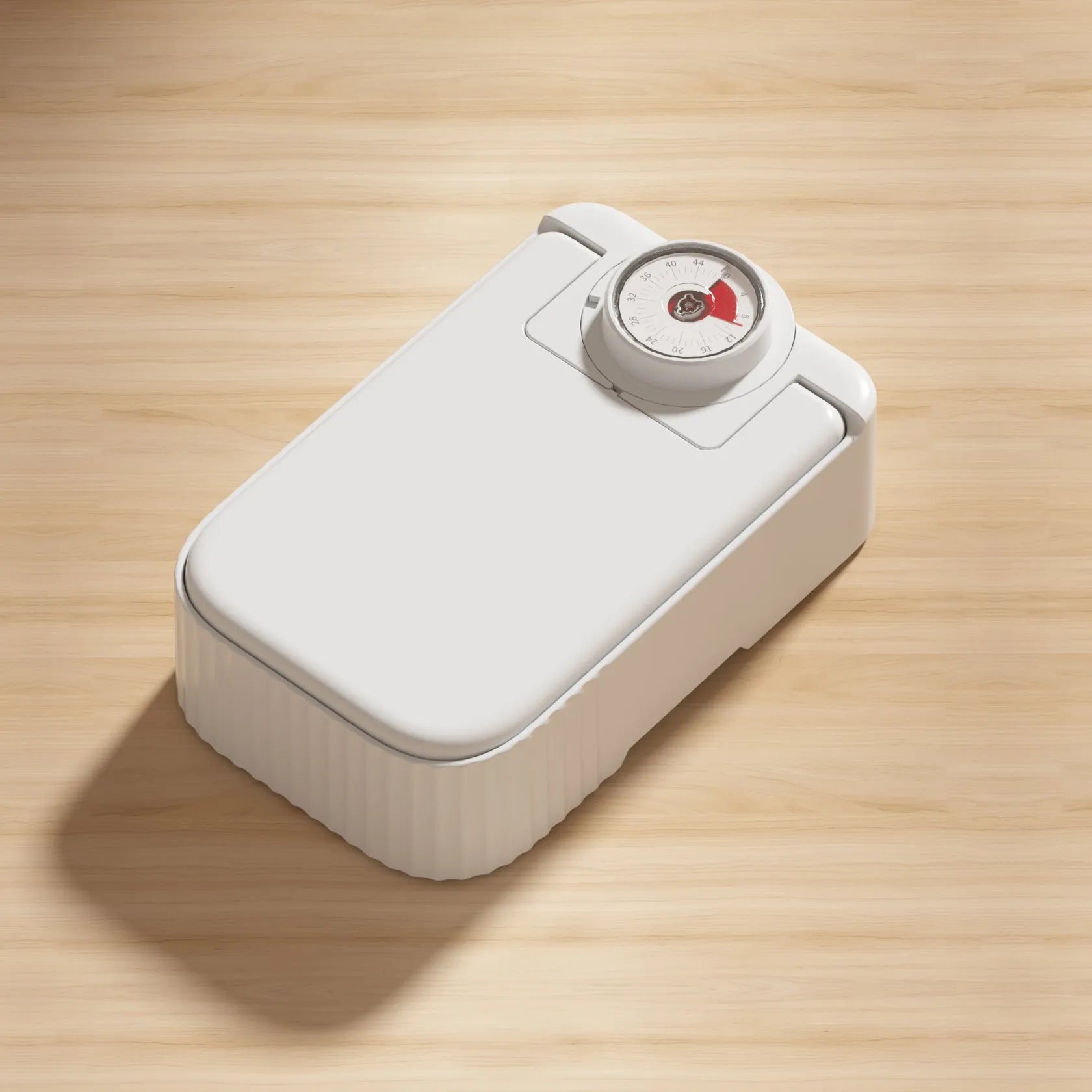 White pet single meal feeder with visual timer and ice crystal cooling box