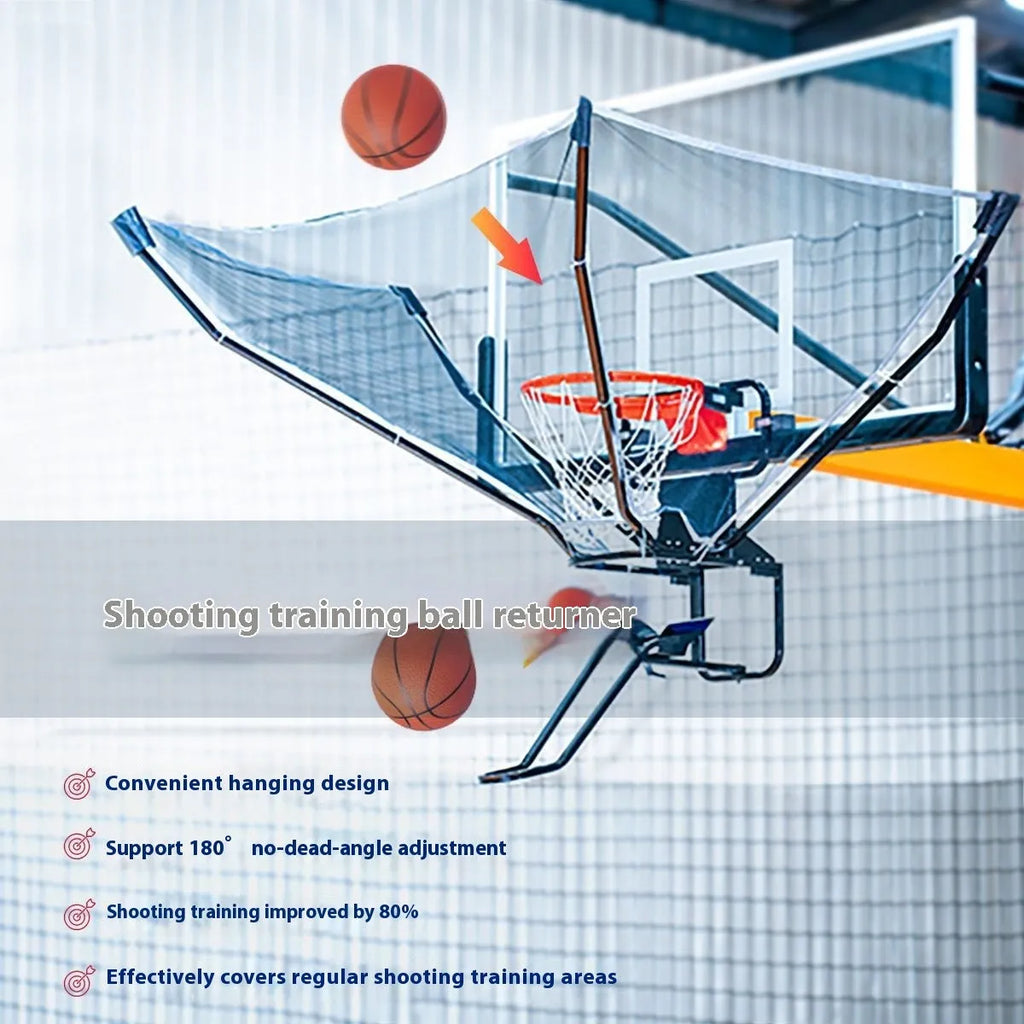 Portable automatic basketball training ball return unit with cowhide leather and iron frame.