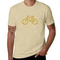 Man wearing a loose-fit printed round neck short sleeve T-shirt in a solid colour.