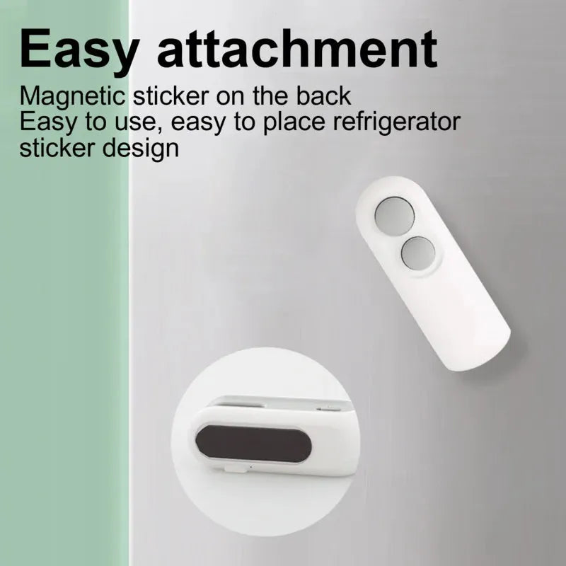 Blue handheld USB heat sealer with magnetic back and cutter blade for sealing chip bags