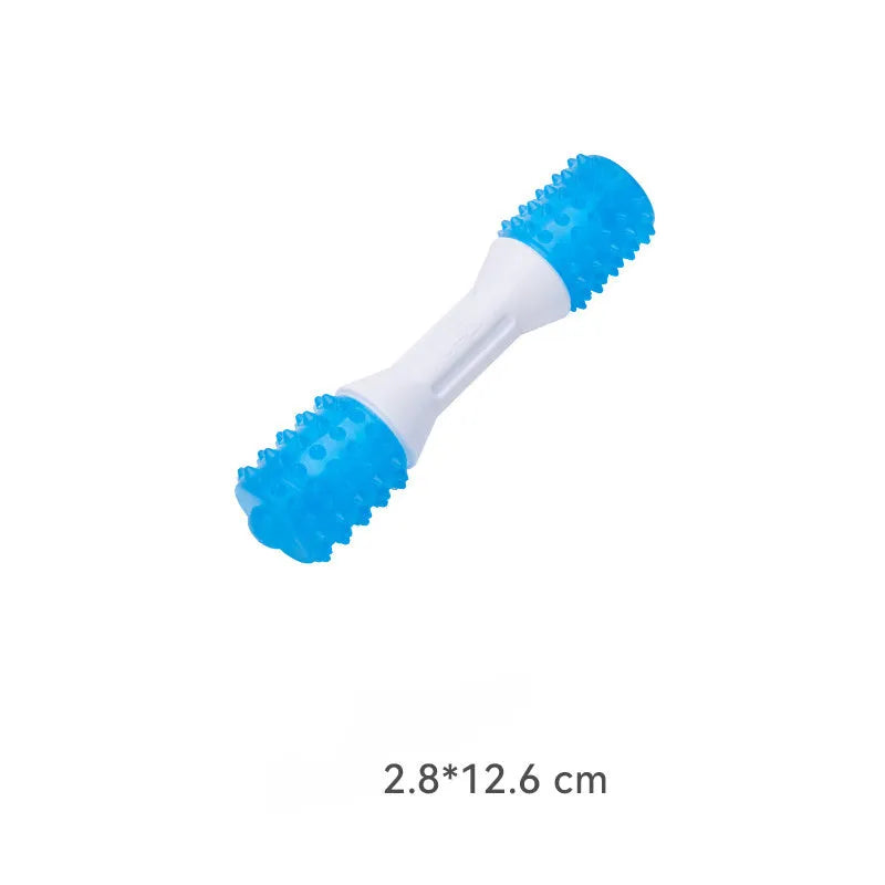 Dual-colour puppy teething chew toy for gentle chewers made from TPR and PU materials.