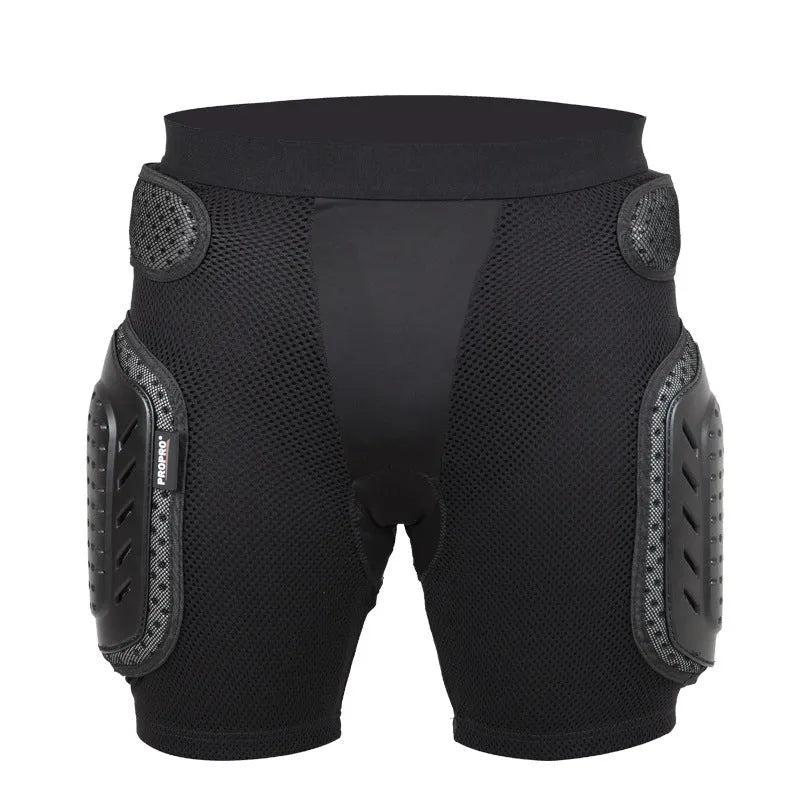 Black cycling hip pad protective pants showing hip padding design