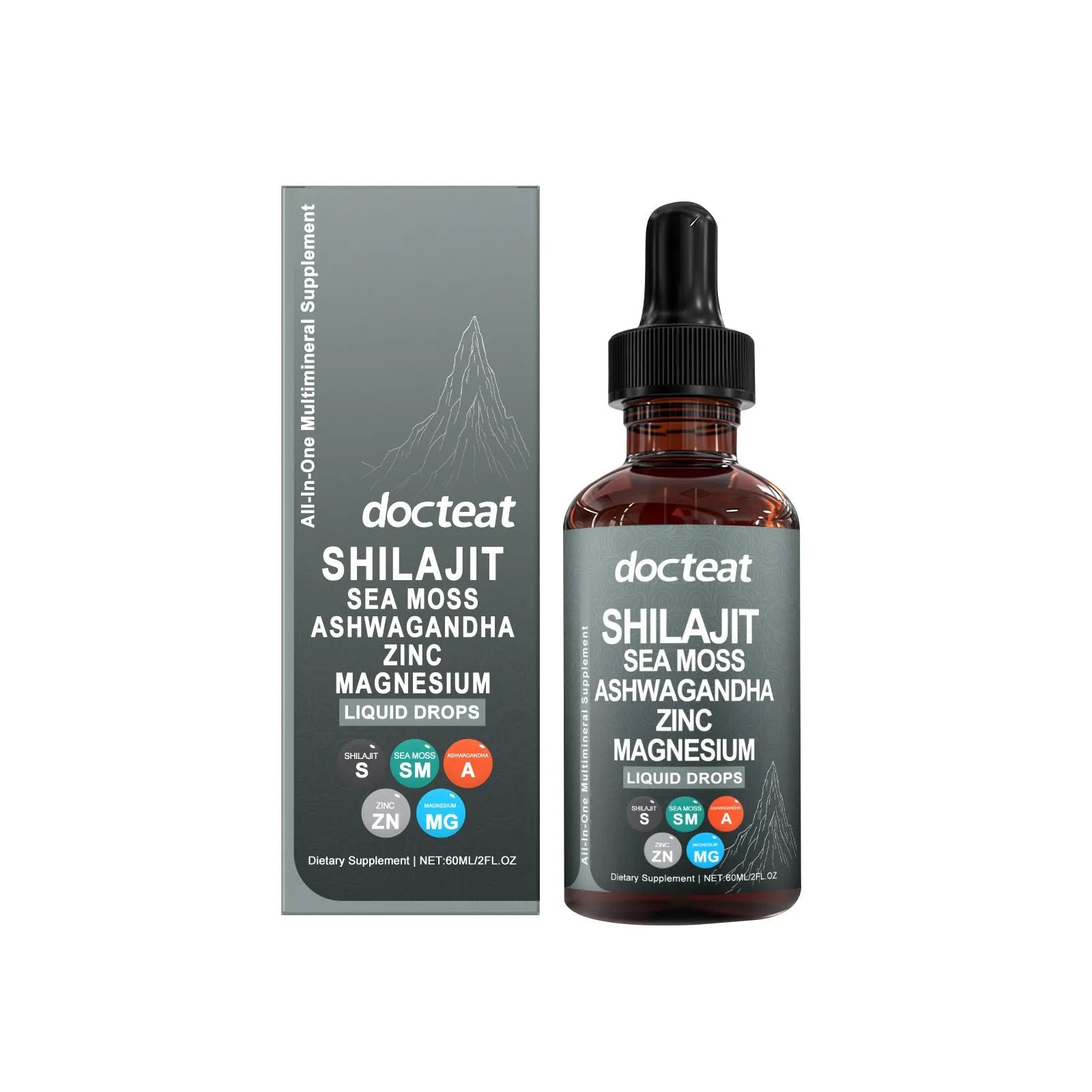 60ml intestinal balance dietary supplement bottle with dropper for daily digestive support