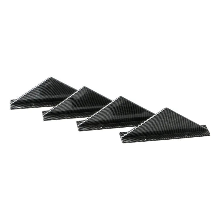 Four triangle car rear spoilers in bright black finish with flat plane design