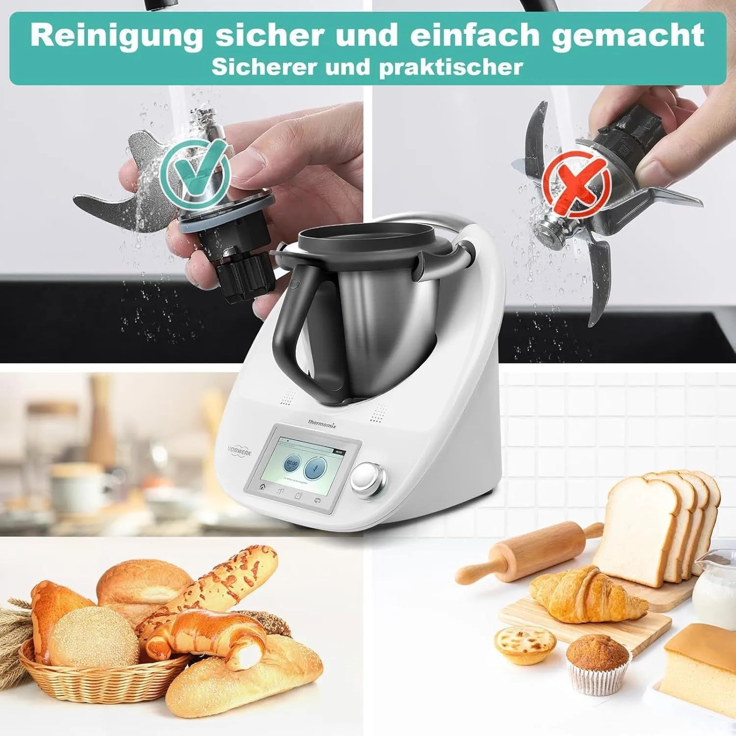 Ceramic blade stainless steel handle dough knife for Thermomix TM6 TM5 replacement accessory