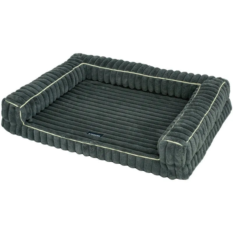 Corduroy cushion pet bed in dehaired angora fabric with removable cover for dogs